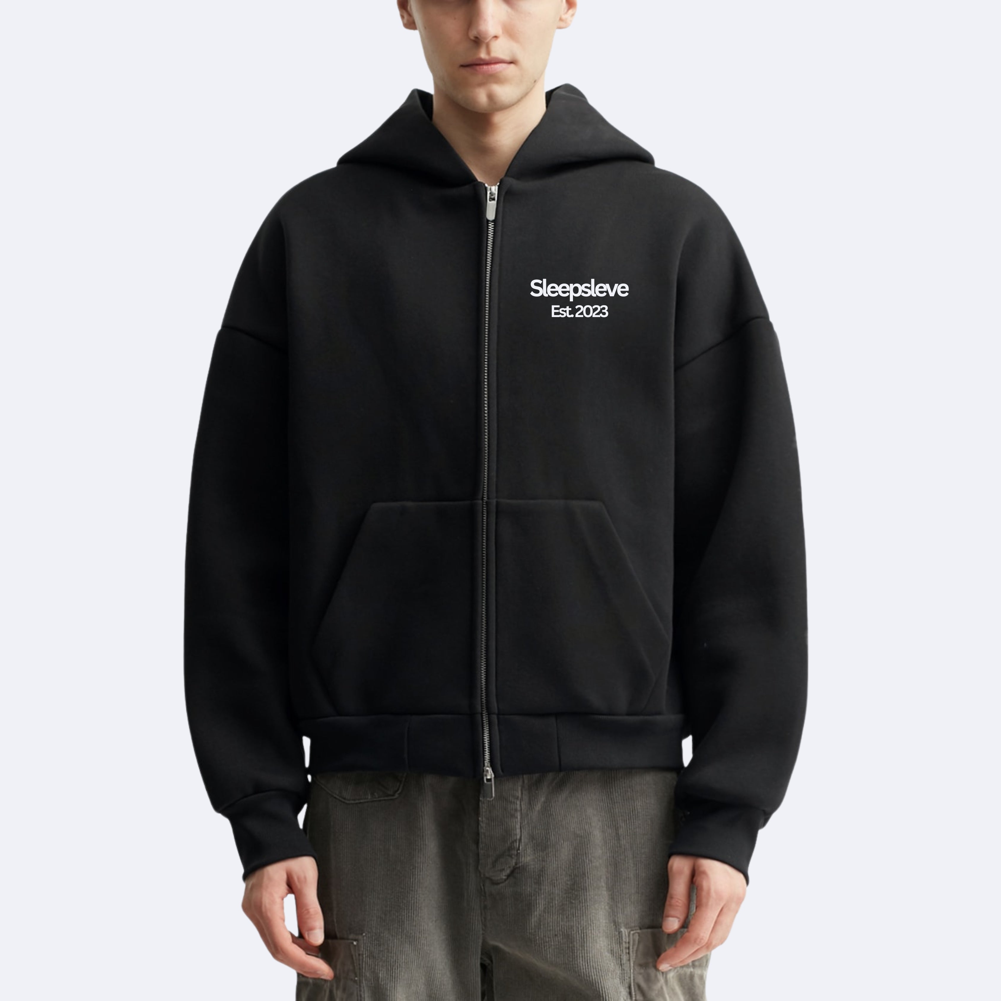 Black Double Zip Hoodie