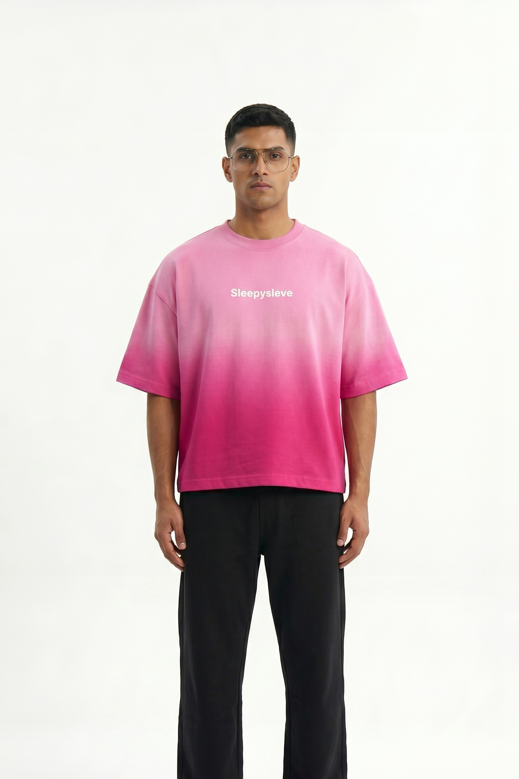 PYAAR PINK OMBRE WASH BOXY FIT T-SHIRT